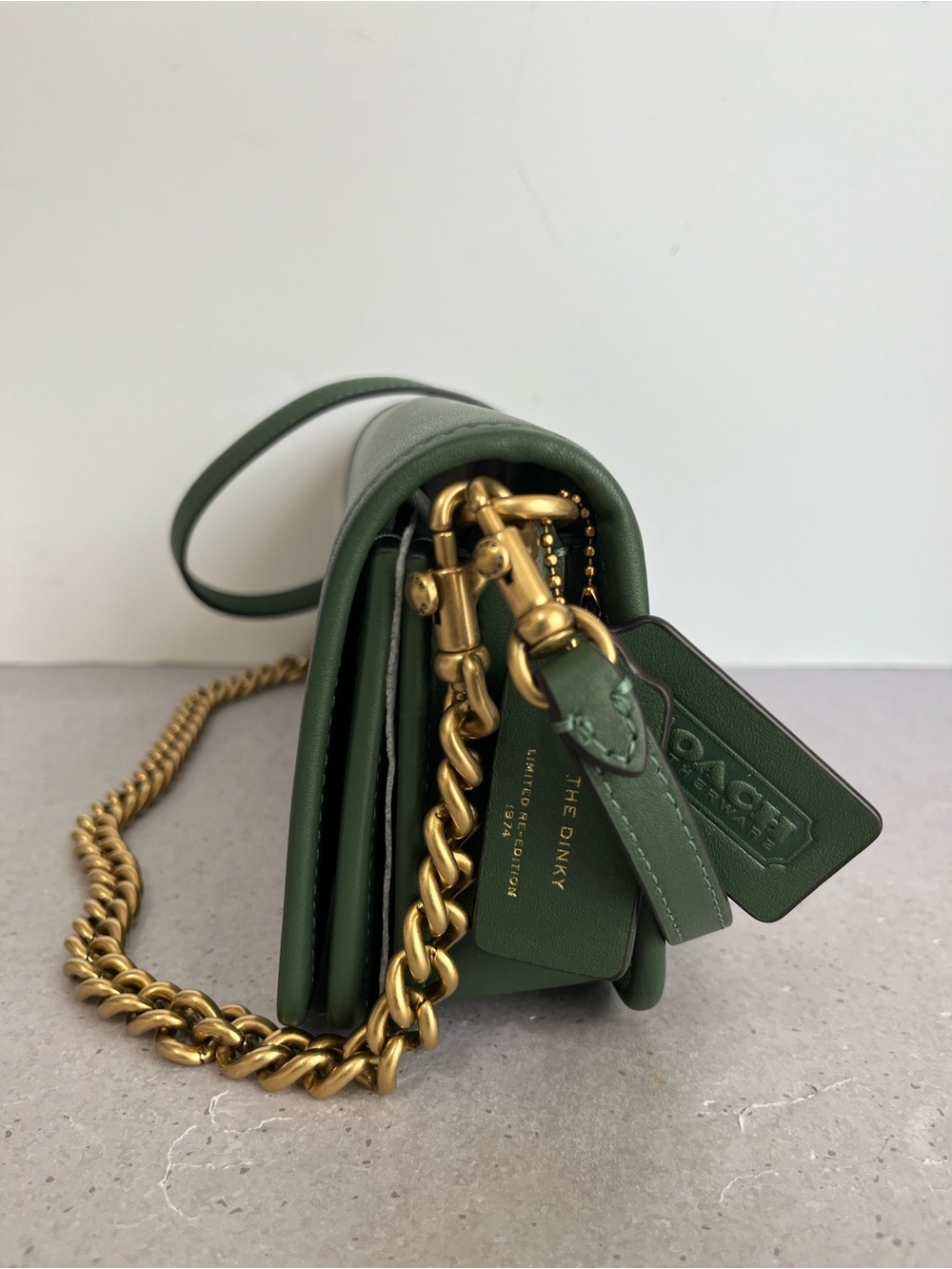 NWT Coach The Dinky Shoulder Bag Gold Chain/Hunter Green Leather LIMITED CW641 - Picture 8 of 13